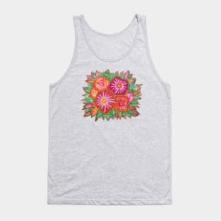 Fantasy Orange Flowers Tank Top